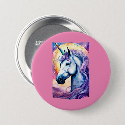 Kosmische Lila Einhorntaste Button (Vorne & Hinten)
