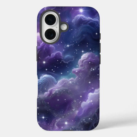 Kosmische Lila Galaxie mit glühenden Sternen - Tra Case-Mate iPhone Hülle (Rückseite)