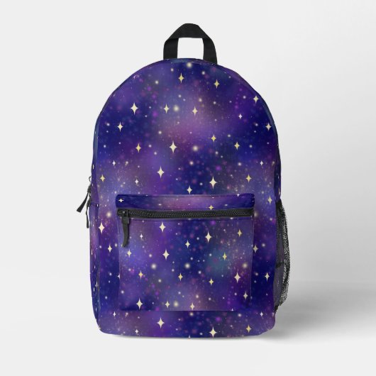 Kosmische Lila Galaxiestars Bedruckter Rucksack (Vorderseite)