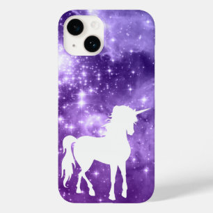 Kosmische Lila Magie Sterne Weißes Einhorn Case-Mate iPhone Hülle