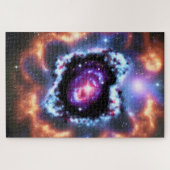 Kosmische lila rosa Galaxien im Weltraum Puzzle (Horizontal)