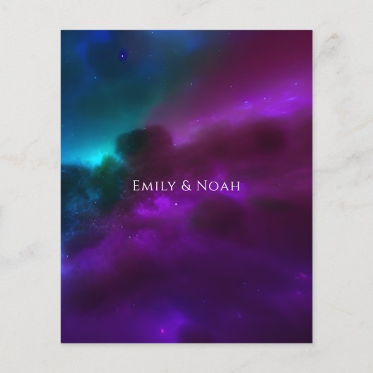 Kosmische Lila Silver Sun Moon Wedding Flyer (Hinten)