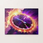 Kosmische Lila- und Golduhr - Ticken im Weltraum Puzzle (Horizontal)