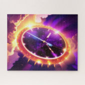 Kosmische Lila- und Golduhr-Uhr-Ticken in Universu Puzzle (Horizontal)