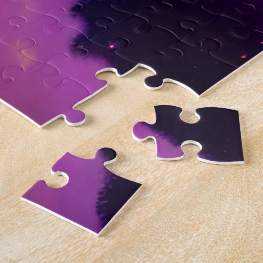 Kosmische Lila- und Golduhr-Uhr-Ticken in Universu Puzzle (Seite)