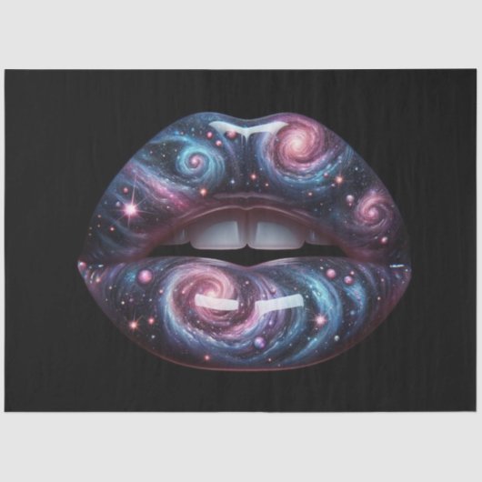 Kosmische Lippen Pop Art Surrealismus Dekoupage Seidenpapier (Vorderseite)