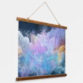 Kosmische Lotusblume Wandteppich Mit Holzrahmen (Gewinkelt)