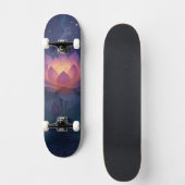 Kosmische Lotusblüte im Nachthimmel Skateboard (Vorderseite)