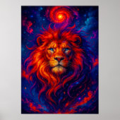 Kosmische Löwe mit fiery Galaxy Mane Fantasy Poster (Vorne)