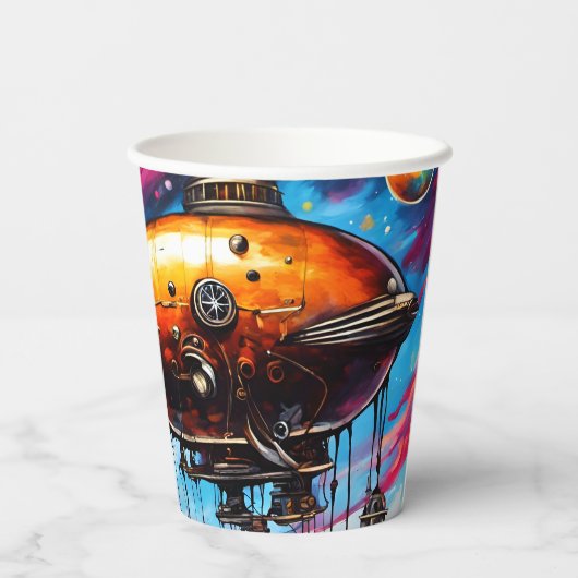 Kosmische Luftschiff Pappbecher (Rückseite)