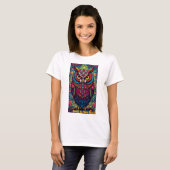Kosmische Mandala-Eule T-Shirt (Vorne ganz)
