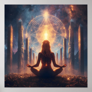 Kosmische Meditations-Kristall-Pforte Poster