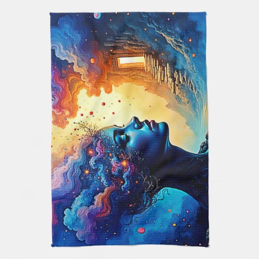 Kosmische Mindscape Art Geschirrtuch (Vertikal)