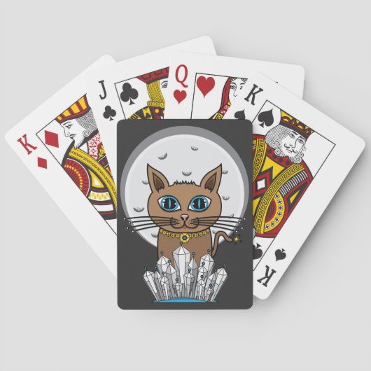 Kosmische Mond-Katze - Blau - Kartensatz Spielkarten (Rückseite)