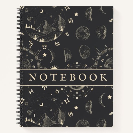 Kosmische Mondsterne Astrologisches Zodiak Notizblock (Vorderseite)