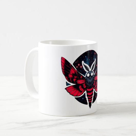 Kosmische Moth - Art Folklore Mothman Kaffeetasse (Vorderseite Links)