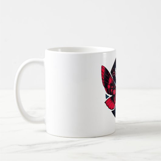 Kosmische Moth - Art Folklore Mothman Kaffeetasse (Links)
