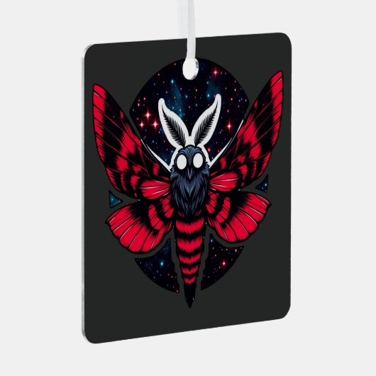 Kosmische Moth - Art Folklore Mothman Ornament Aus Metall (Vorderseite Rechts)