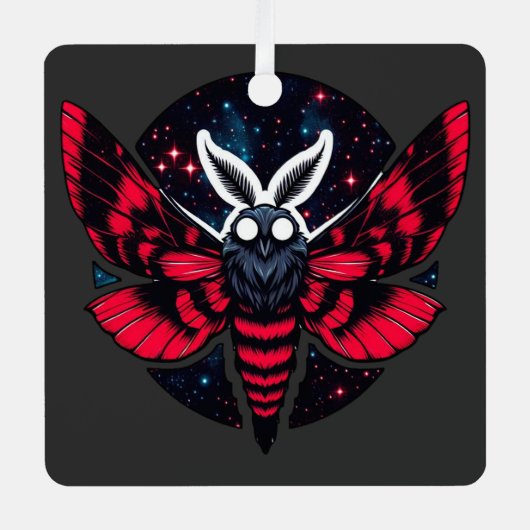 Kosmische Moth - Art Folklore Mothman Ornament Aus Metall (Vorderseite)