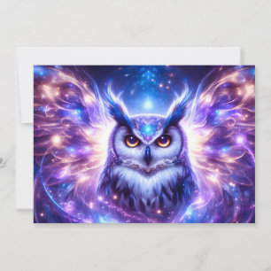 Kosmische Mystische Weisheit Himmelsgeist Eule Feiertagskarte