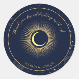 Kosmische Navy Blue Mystical Staright Runder Aufkleber