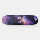 Kosmische Nebelgalaxie Foto Monogramm Initiale Skateboard (Horizontal)