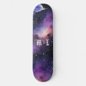 Kosmische Nebelgalaxie Foto Monogramm Initiale Skateboard (Vorderseite)