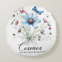 Kosmische Nistkugel • Oktober-Geburtsblumen-Rundki Rundes Kissen