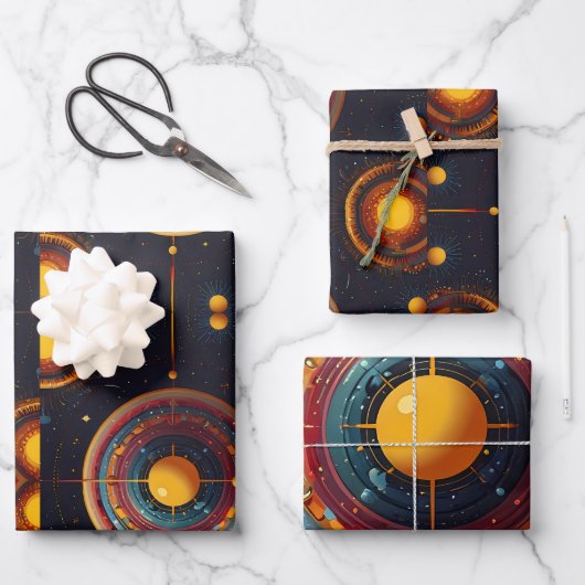 kosmische Orbit Geschenkpapier Set (Vorderseite)