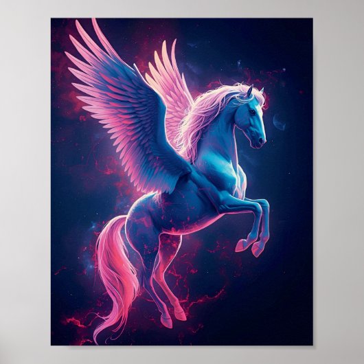 Kosmische Pegasus-Wandkunst – Neonblau Poster (Vorne)