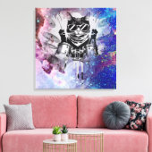 *~ Kosmische Perkussionist Coole Katze AP91 DRUMME Leinwanddruck (Insitu (Wohnzimmer))