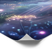Kosmische Pfauen-Galaxie-Federn Poster (Ecke)
