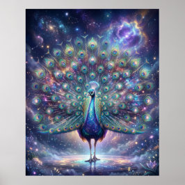 Kosmische Pfauen-Galaxie-Federn Poster