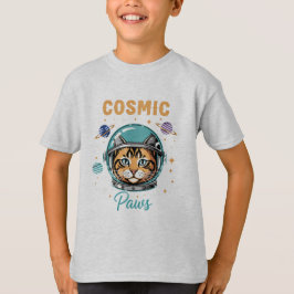 Kosmische Pfoten Retro-Astronaut Katzen T-Shirt