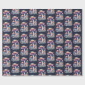 Kosmische Pilze Wasserfarben Art Style Geschenkpapier (Flach)