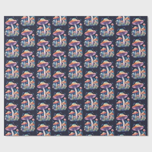 Kosmische Pilze Wasserfarben Art Style Geschenkpapier (Flach)