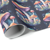 Kosmische Pilze Wasserfarben Art Style Geschenkpapier (Rolleneckpunkt)