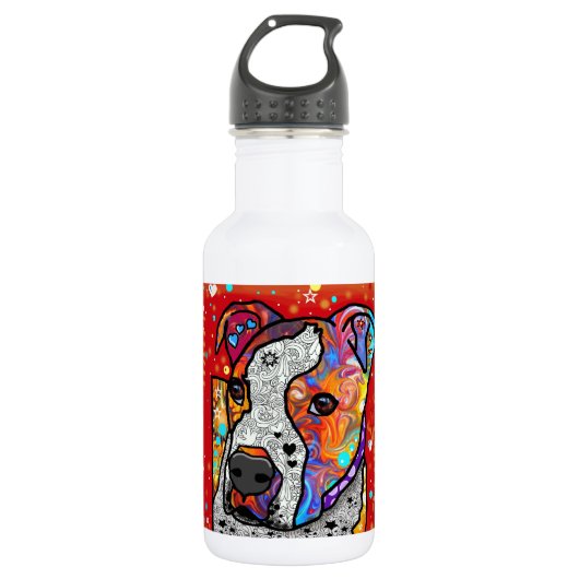 Kosmische Pitbull - helle bunte - Edelstahlflasche (Vorderseite)