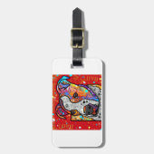 Kosmische Pitbull - helles buntes - Geschenk-Idee Gepäckanhänger (Vorderseite vertikal)