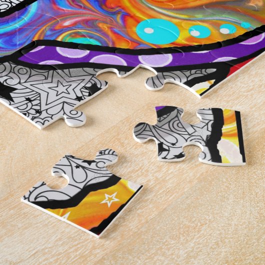 Kosmische Pitbull - helles buntes - Geschenk-Idee Puzzle (Seite)