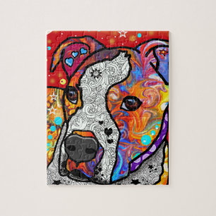 Kosmische Pitbull - helles buntes - Geschenk-Idee Puzzle
