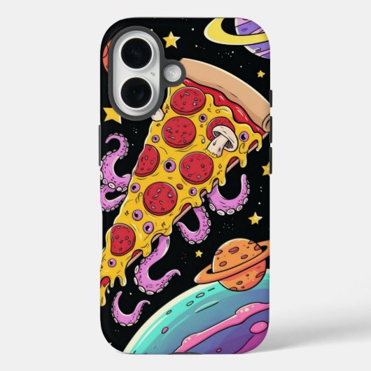 Kosmische Pizza Slice: Quirky Space Adventure Case-Mate iPhone Hülle (Rückseite)