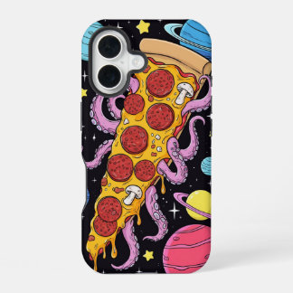 Kosmische Pizzascheibe: Skurrile Weltraum-Abenteue iPhone 16 Hülle
