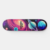 Kosmische Planeten Galaxie Pink & Blau Skateboard (Horizontal)