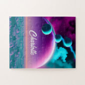 Kosmische Planeten im Lila magischen Mysterium-Uni Puzzle (Horizontal)