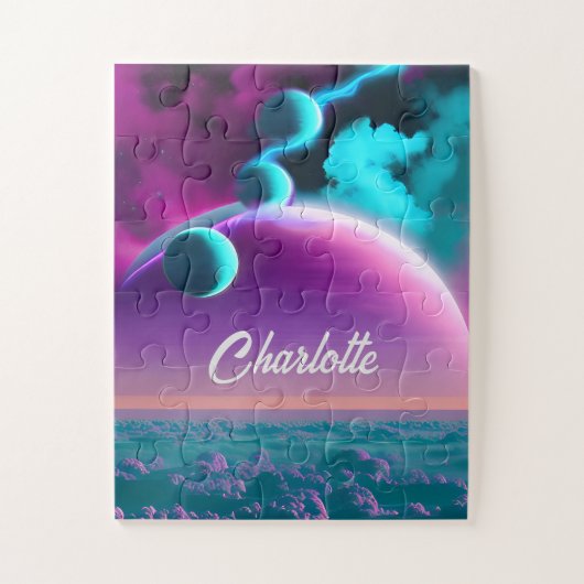 Kosmische Planeten im Lila magischen Mysterium-Uni Puzzle (Vertikal)