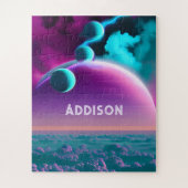 Kosmische Planeten im Lila Phantastischen Himmel i Puzzle (Vertikal)