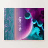 Kosmische Planeten im Lila Phantastischen Himmel i Puzzle (Horizontal)