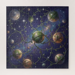 Kosmische Planeten mit Weinreben umwickelt Puzzle