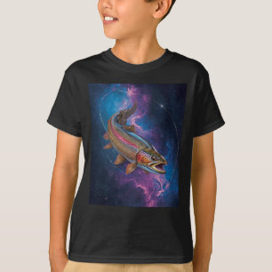 Kosmische Regenbogenforelle schwimmt im Galaxienne T-Shirt